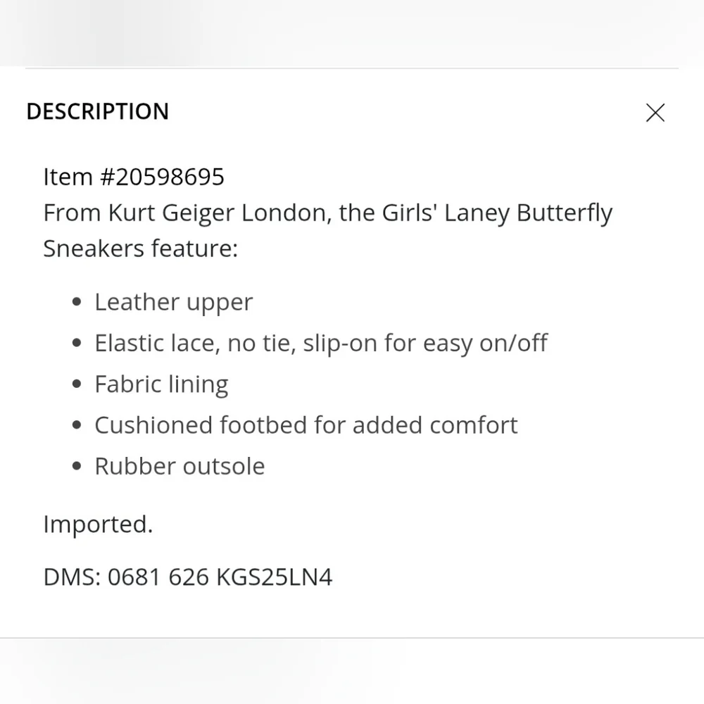 Kurt Geiger London Girls 4 Mini Laney Butterfly Sneakers Leather Slip-on Casual